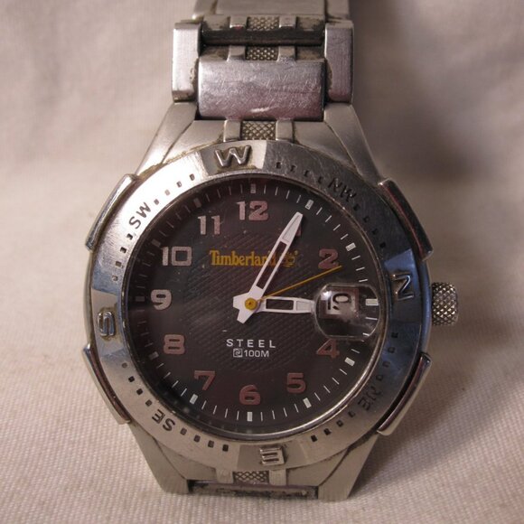 Men's Timberland Steel Silver Wrist Watch- 100M Water Resistant - Running Curren - Picture 1 of 4